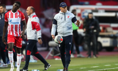 fudbaler Crvene zvezde na utakmici Mocart Superlige protiv Partizana, na stadionu Rajko Mitic, Beograd, 09.03.2024. foto: Marko Metlas Fudbal, 172. derbi, Partizan, Crvena zvezda, derbi, Superliga