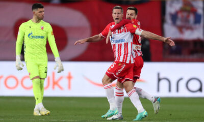 fudbaler Crvene zvezde na utakmici Mocart Superlige protiv Partizana, na stadionu Rajko Mitic, Beograd, 09.03.2024. foto: Marko Metlas Fudbal, 172. derbi, Partizan, Crvena zvezda, derbi, Superliga