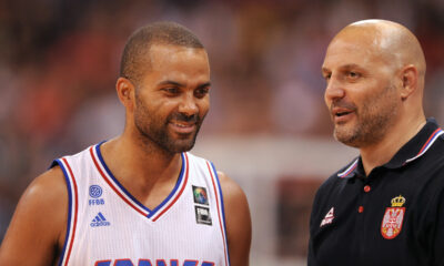 TONY PARKER Toni Parker, kosarkas Francuske, na prijateljskoj utakmici protiv Srbije, i trener ALEKSANDAR DJORDJEVIC, u Beogradskoj Kombank areni. Beograd, 25.06.2016. foto: Nebojsa Parausic Kosarka, Srbija, Francuska