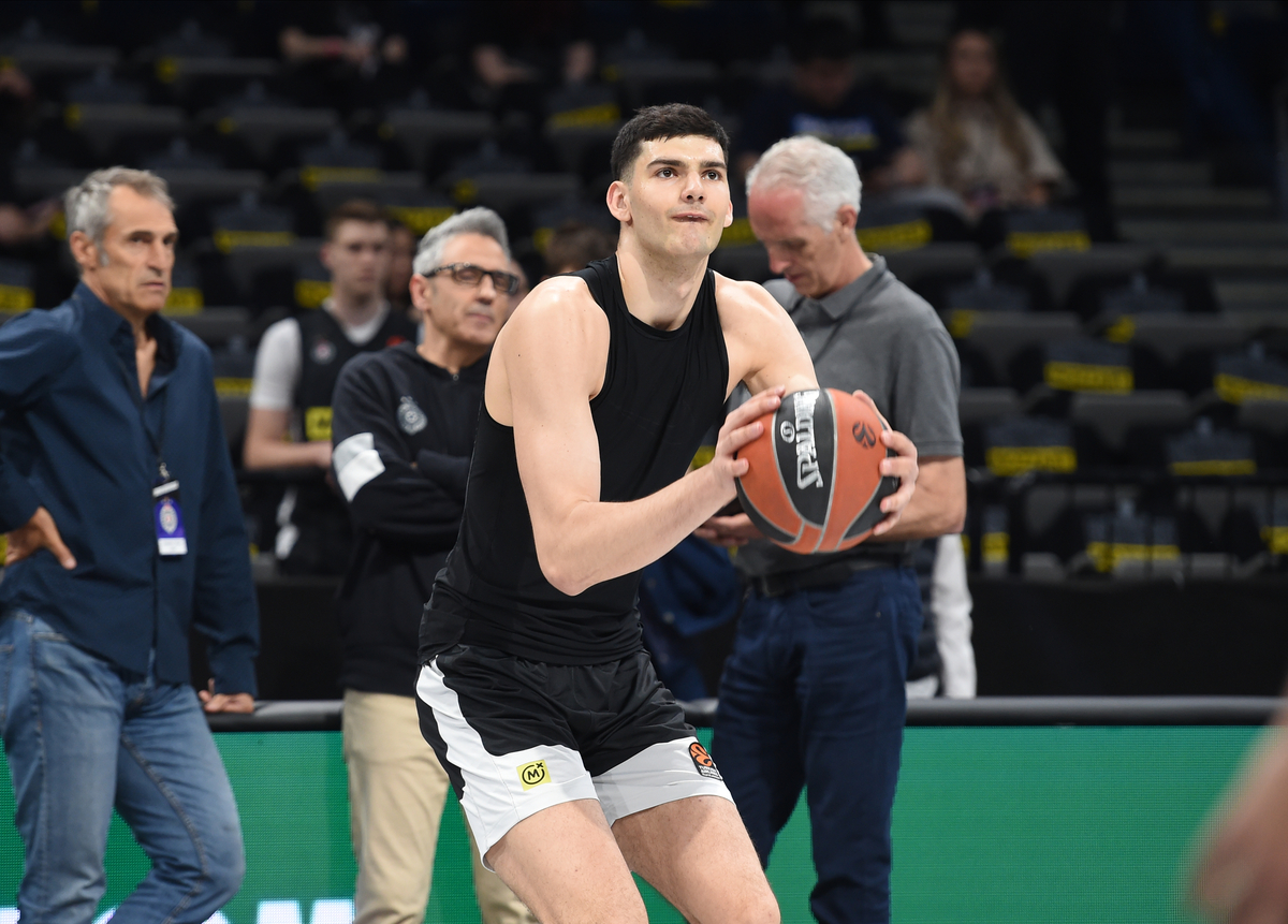 TRISTAN VUKCEVIC, kosarkas Partizana, na utakmici Evrolige protiv Reala, u Beogradskoj Stark areni. Beograd, 02.05.2023. foto: Nebojsa Parausic Kosarka, Euroleague, Partizan, Real