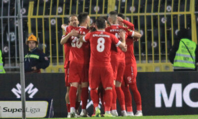 RADOST fudbalera Radnickog Kragujevac na utakmici Superlige Prvenstva Srbije protiv Partizana na stadionu Partizana, Beograd 14.05.2023. godine Foto: Marko Metlas Fudbal, Partizan, Superliga Prvenstvo Srbije, Radnicki Kragujevac