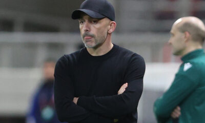 ZARKO LAZETIC trener TSC Backa Topola na utakmici UEFA Lige Evrope protiv Olimpijakosa Pirej na stadionu Jorgos Karaiskakis, Atina 14.12.2023. godine Foto: M. Rasic Fudbal, TSC Backa Topola, UEFA Liga Evrope, Olimpijakos Pirej