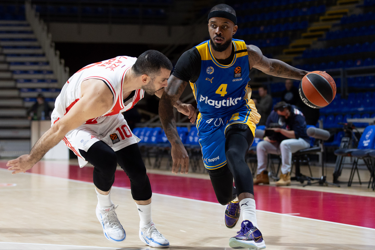 LORENZO BROWN Lorenco Braun kosarkas Makabija iz Tel Aviva na utakmici Evrolige protiv Crvene zvezde u hali Aleksandar Nikolic, Beograd 21.12.2023. godine Foto: Djordje Kostic Kosarka, Crvena zvezda, Evroliga, Makabi Tel Aviv