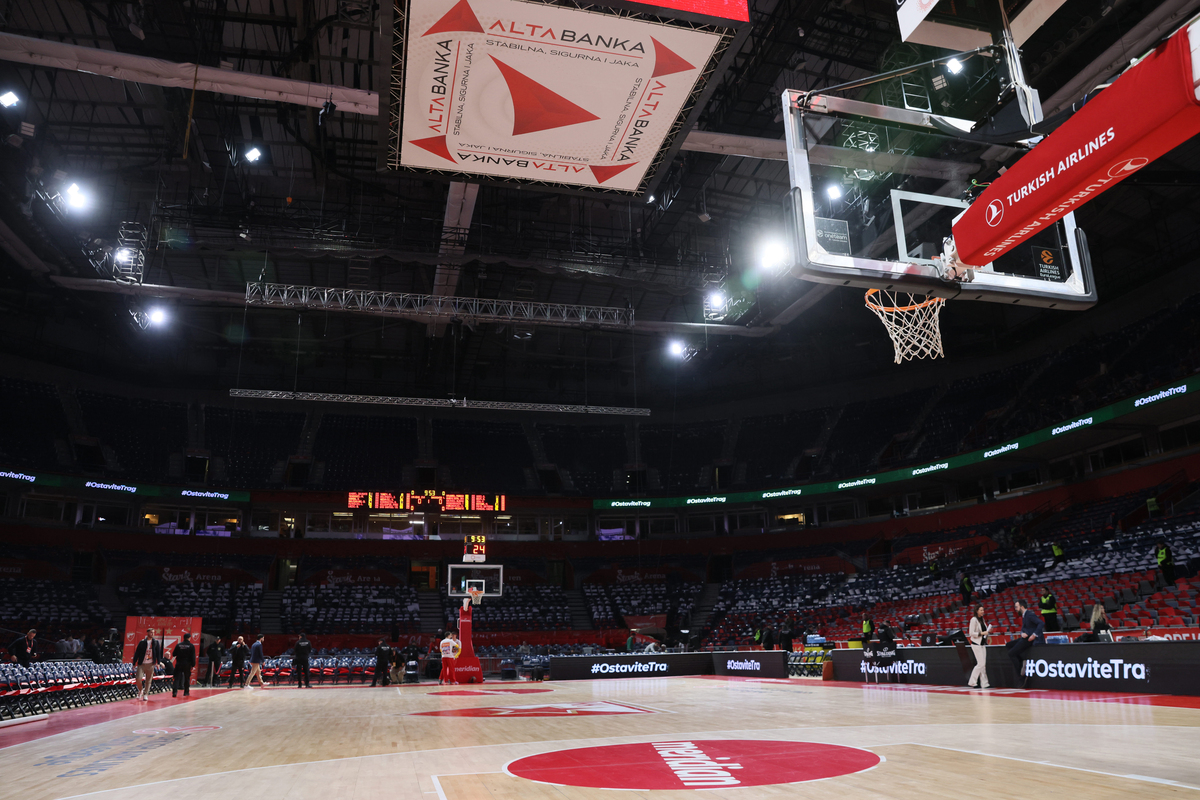 HALA Stark Beogradska arena kosarkasi Crvene zvezde na utakmici Evrolige protiv Baskonije Vitorija, Beograd 18.01.2024. godine Foto: Marko Metlas Kosarka, Crvena zvezda, Evroliga, Baskonija Vitorija, Total
