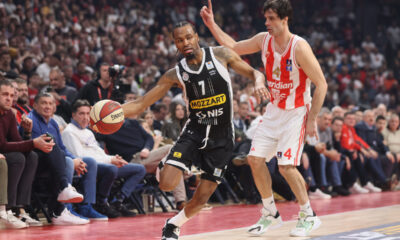 KEVIN PUNTER Kevin Panter kosarkas Parizana na utakmici Jadranske ABA lige protiv MILOS TEODOSIC iz Crvene zvezde u hali Stark Beogradska arena, Beograd 28.01.2024. godine Foto: Marko Metlas Kosarka, Crvena zvezda, Jadranska ABA liga, Partizan