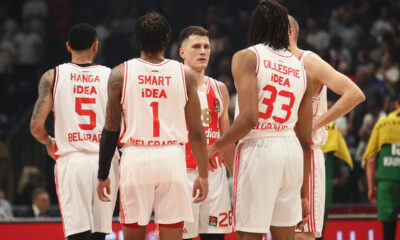 ADAM HANGA, JAVONTE SMART Dzavonte Smart, NEMANJA NEDOVIC, FREDDIE GILLESPIE Fredi Gilespi kosarkasi Crvene Zvezde na utakmici Evrolige protiv Zalgirisa u hali Beogradska Stark Arena, Beograd 09.02.2024. godine Foto: Ivica Veselinov / MN PRESS KOSARKA, BASKETBALL, EVROLIGA, EUROLEAGUE, CRVENA ZVEZDA, ZALGIRIS