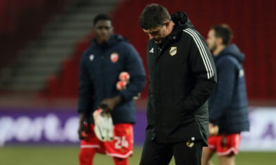 GORDAN PETRIC trener fudbalera Cukarickog na utakmici Superlige Prvenstva Srbije protiv Crvene zvezde na stadionu Rajka Mitica, Beograd, 24.02.2024. godine Foto: Marko Metlas Fudbal, Crvena zvezda, Superliga Prvenstvo Srbije, Cukaricki
