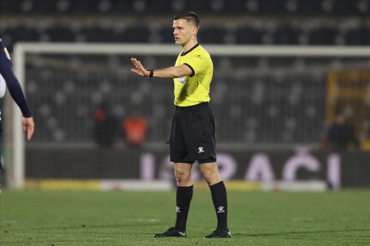 DANILO NIKOLIC sudija iz Lovcenca fudbaler Partizana na utakmici Superlige Prvenstva Srbije protiv Zeleznicara Pancevo na stadionu Partizana, Beograd 02.03.2024. godine Foto: Marko Metlas Fudbal, Partizan, Superliga Prvenstvo Srbije, Zeleznicar Pancevo
