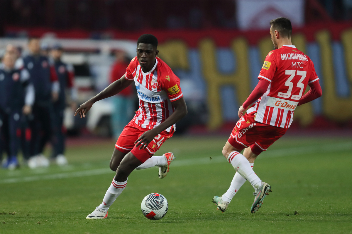 YACOUBA NASSER DJIGA Jakuba Naser Djiga fudbaler Crvene zvezde na utakmici Superlige Prvenstva Srbije protiv Partizana na stadionu Rajka Mitica, Beograd, 09.03.2024. godine Foto: Marko Metlas Fudbal, Crvena zvezda, Superliga Prvenstvo Srbije, Partizan