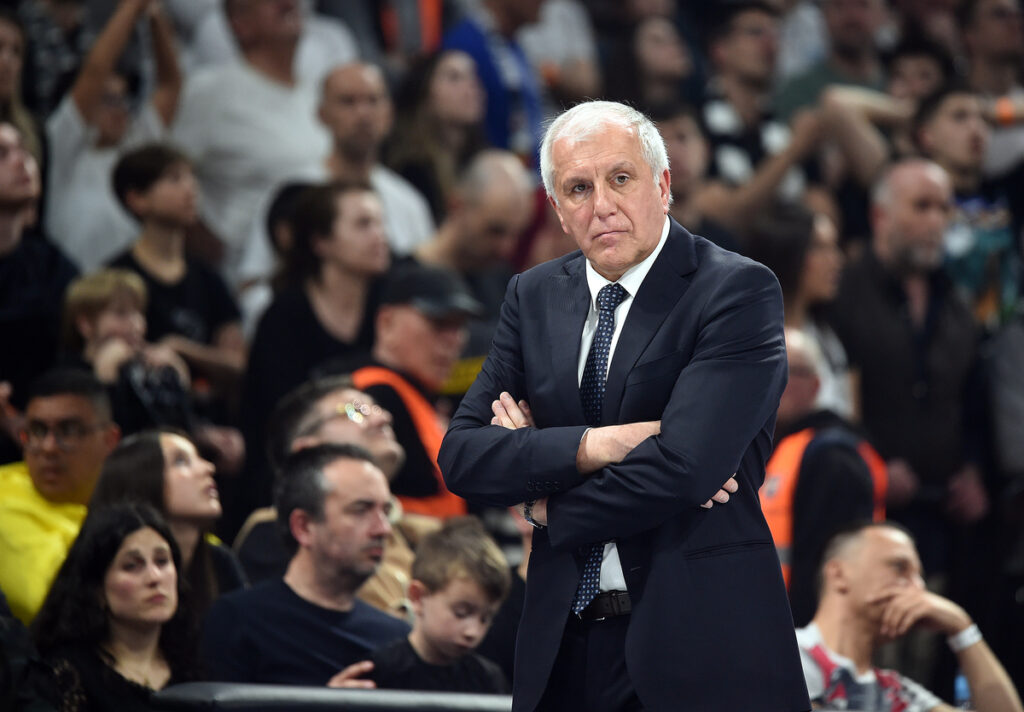 ZELJKO OBRADOVIC, trener kosarkasa Partizana, na utakmici Evrolige protiv Reala, u Beogradskoj Stark Areni. Beograd, 21.03.2024. foto: Nebojsa Parausic / MN Press Kosarka, Euroleague, Partizan, Real Madrid