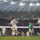England's George Furbank crosses the line to score a try during the Six Nations rugby union international match between England and Ireland at Twickenham stadium, London Saturday, March 9, 2024. (AP Photo/Alastair Grant)