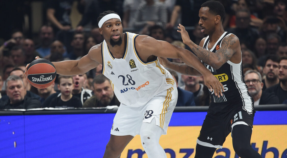 kosarkas Reala na utakmici Evrolige protiv Partizana u hali Stark Beogradska arena, Beograd 21.03.2024. godine Foto: Marko Metlas Kosarka, Partizan, Evroliga, Real Madrid