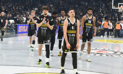Aleksa Avramović, Uroš Trifunović, Bruno Kaboklo, kosarkas Partizana, na utakmici Evrolige protiv Reala, u Beogradskoj Stark Areni. Beograd, 21.03.2024. foto: Nebojsa Parausic / MN Press BASKETBALL, EUROLEAGUE, PARTIZAN, REAL