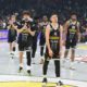 Aleksa Avramović, Uroš Trifunović, Bruno Kaboklo, kosarkas Partizana, na utakmici Evrolige protiv Reala, u Beogradskoj Stark Areni. Beograd, 21.03.2024. foto: Nebojsa Parausic / MN Press BASKETBALL, EUROLEAGUE, PARTIZAN, REAL