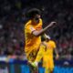 Barcelona's Joao Felix attempts a shot at goal during the La Liga soccer match between Atletico Madrid and Barcelona at the Metropolitano stadium in Madrid, Spain, Sunday, March 17, 2024. (AP Photo/Bernat Armangue)