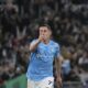 Lazio's Adam Marusic celebrates after scoring his side's opening goal during the Serie A soccer match between Lazio and Juventus at Rome's Olympic Stadium, Saturday, March 30, 2024. (AP Photo/Andrew Medichini)