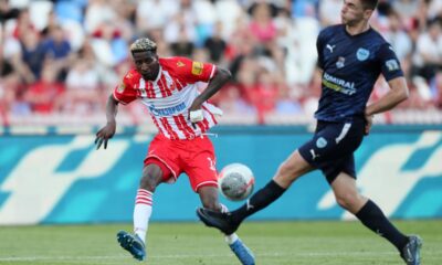 fudbaler Crvene zvezde na utakmici Superlige Prvenstva Srbije protiv Zeleznicar Pancevo na stadionu Rajka Mitica, Beograd, 14.04.2024. godine Foto: Marko Metlas Fudbal, Crvena zvezda, Superliga Prvenstvo Srbije, Zeleznicar Pancevo