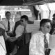 Polazak kosarkasa YUG Jugoslavije na Evropsko prvenstvo u Rim, iz hotela Slavija Lux. DINO RADJA, ZORAN JOVANOVIC, ALEKSANDAR DJORDJEVIC, TONI KUKOC, VLADE DIVAC, PREDRAG DANILOVIC, u autobusu. Beograd, 22.06.1991. Foto: Nebojsa Parausic Kosarka, Jugoslavija