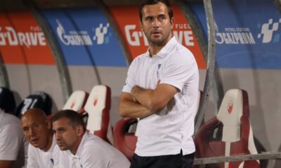 ALEKSANDR KERZHAKOV Aleksandr Kerzakov trener fudbalera Spartaka Subotica na utakmici Superlige Prvenstva Srbije protiv Crvene zvezde na stadionu Rajka Mitica, Beograd 19.08.2023. godine Foto: Marko Metlas Fudbal, Spartak Subotica, Superliga Prvenstvo Srbije, Crvena zvezda