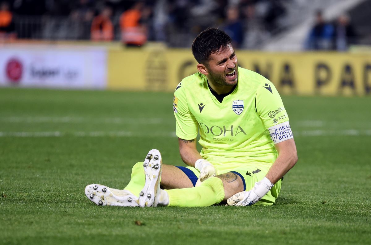 NIKOLA MIRKOVIC golman, fudbaler Novog Pazara, na prvenstvenoj utakmici protiv Partizana, na stadionu JNA. Beograd, 07.04.2024. foto: Nebojsa Parausic Fudbal, Partizan, Novi Pazar
