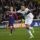 PSG's Kylian Mbappe celebrates after scoring his side's third goal during the Champions League quarterfinal second leg soccer match between Barcelona and Paris Saint-Germain at the Olimpic Lluis Companys stadium in Barcelona, Spain, Tuesday, April 16, 2024. (AP Photo/Emilio Morenatti)