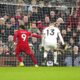 Liverpool's Darwin Nunez, left, scores his side's opening goal during the English Premier League soccer match between Liverpool and Sheffield United at the Anfield stadium in Liverpool, England, Thursday, Apr. 4, 2024. (AP Photo/Jon Super)