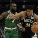 Boston Seltiks Milvoki Baks NBA Janis Adetokumbo