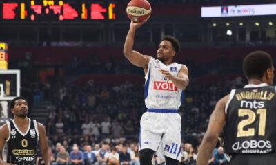 kosarkas Buducnosti na utakmici polufinala plej ofa ABA lige protiv Partizana u hali Beogradska arena, Beograd 10.05.2024. godine Foto: Marko Metlas Kosarka, ABA liga, Partizan, Buducnost, Plej of, Polufinale