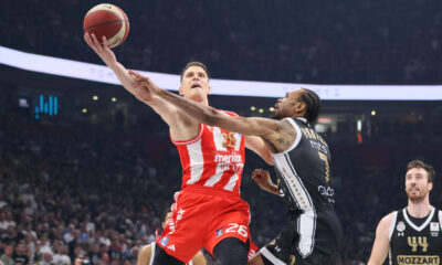 kosarkas Partizana na utakmici finala plej ofa ABA lige protiv Crvene zvezde u hali Beogradska arena, Beograd 19.05.2024. godine Foto: Marko Metlas Kosarka, Aba liga, Partizan, Crvena zvezda, Plej of