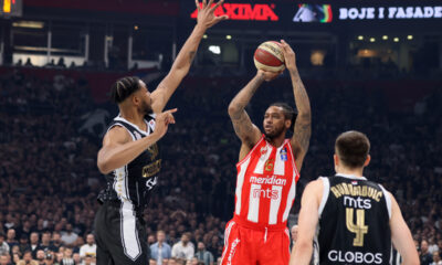 kosarkas Partizana na utakmici finala plej ofa ABA lige protiv Crvene zvezde u hali Beogradska arena, Beograd 19.05.2024. godine Foto: Marko Metlas Kosarka, Aba liga, Partizan, Crvena zvezda, Plej of