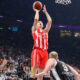 kosarkas Partizana na utakmici finala plej ofa ABA lige protiv Crvene zvezde u hali Beogradska arena, Beograd 19.05.2024. godine Foto: Marko Metlas Kosarka, Aba liga, Partizan, Crvena zvezda, Plej of