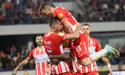 fudbaleri Crvene zvezde na utakmici finala Kupa Srbije protiv Vojvodine na stadionu Lagator Loznica 21.05.2024. godine Foto: Marko Metlas Fudbal, Crvena zvezda, Finale Kup Srbije, Vojvodina