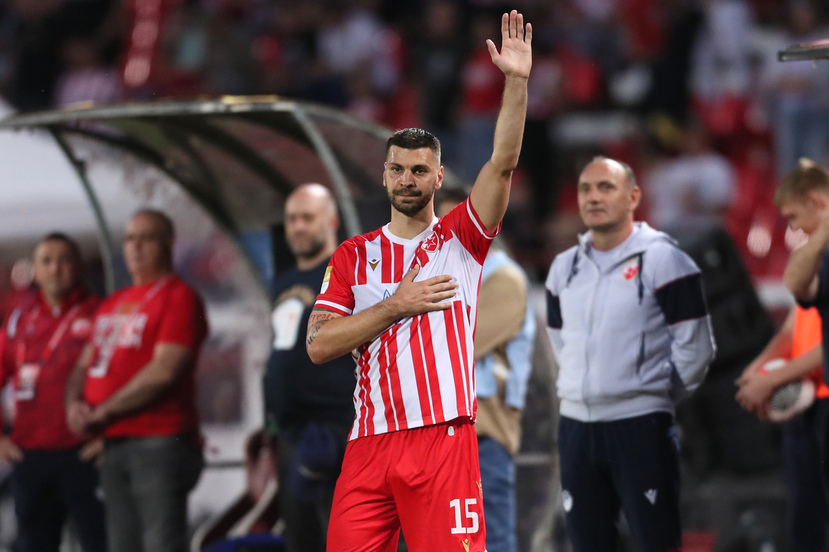 fudbaler Crvene zvezde na utakmici Superlige Prvenstva Srbije protiv Cukarickog na stadionu Rajko Mitic, Beograd, 25.05.2024. godine Foto: Marko Metlas Fudbal, Crvena zvezda, Superliga Prvenstvo Srbije, Cukaricki
