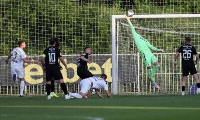 fudbaler Cukarickog na utakmici Mocart Superlige protiv Partizana na stadionu Cukarickog, Beograd 17.05.2024. godine Foto: Marko Metlas Fudbal, Prventstvo Srbije, Cukaricki, Partizan, Superliga Srbije