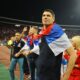 MARKO PODRASCANIN i odbojkasi Srbije, Evropski prvaci, na utakmici Lige sampiona Crvena zvezda - Olimpijakos, na stadionu Rajko Mitic. Beograd, 01.10.2019. foto: Nebojsa Parausic Fudbal, Liga sampiona, Crvena zvezda, Olimpijakos