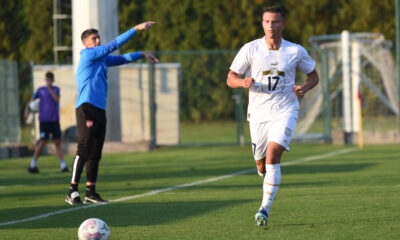 JAN CARLO SIMIC Jan Karlo Simic, mladi fudbaler Srbije U19, na prijateljskoj utakmici protiv Italije, na stadionu SC FSS. Stara Pazova, 14.10.2023. foto: Nebojsa Parausic / MN Press Fudbal, U19, Srbija, Italija