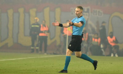 PAVLE ILIC sudija, na prvenstvenoj utakmici Crvena zvezda - Partizan, na stadionu Rajko Mitic. Beograd, 20.04.2024. foto: Nebojsa Parausic Fudbal, 173. Derbi, Crvena zvezda, Partizan