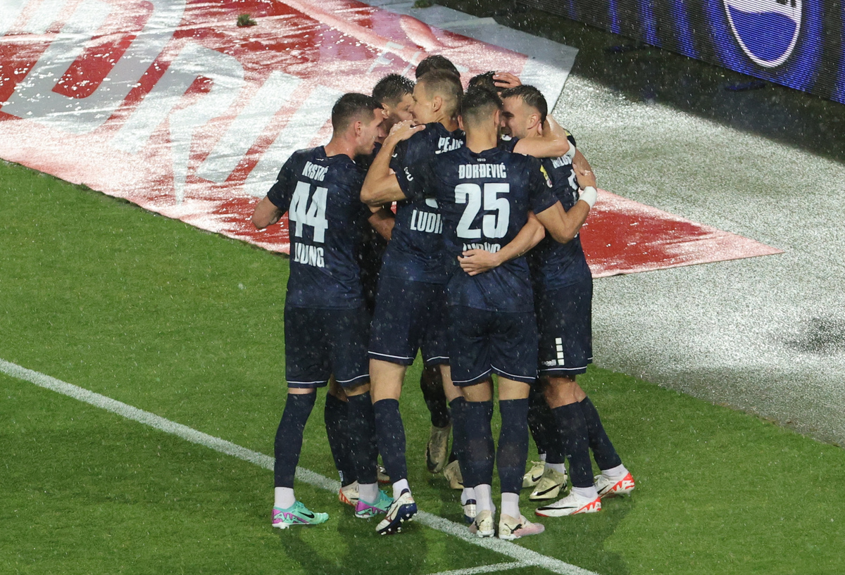 RADOST fudbalera TSC na utakmici Superlige Prvenstva Srbije protiv Crvene zvezde na stadionu Rajka Mitica, Beograd, 02.05.2024. godine Foto: MN Press Fudbal, Crvena zvezda, Superliga Prvenstvo Srbije, TSC