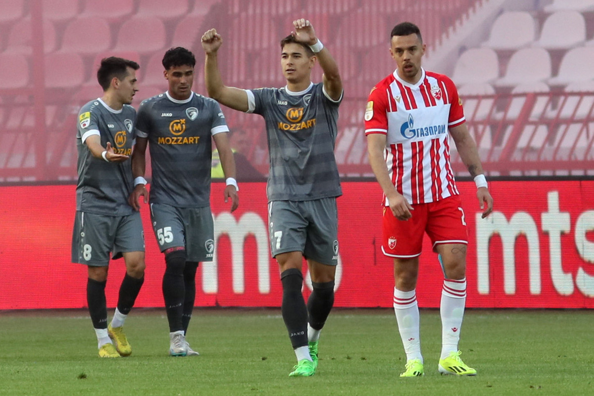 MATIJA GLUSCEVIC fudbaler Radnickog na utakmici Superlige Prvenstva Srbije protiv Crvene zvezde na stadionu Rajka Mitica, Beograd, 12.05.2024. godine Foto: MN Press / ss Fudbal, Crvena zvezda, Superliga Prvenstvo Srbije, Radnicki Kragujevac