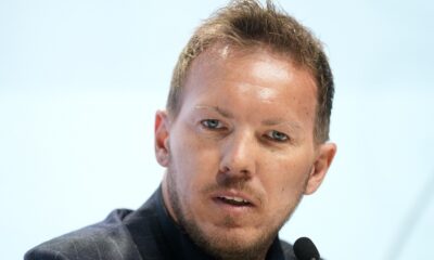 German's head coach Julian Nagelsmann speaks to the media at the presenting of the German national soccer team for the upcoming European Championships in Berlin, Germany, Thursday, May, 16, 2024. The UEFA Euro 2024 in Germany starts on June 14, the final will be played in Berlin on July 14. (AP Photo/Ebrahim Noroozi)
