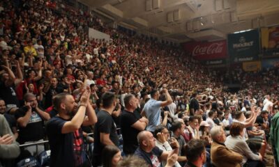 kosarkas Crvene Zvezde na utakmici finala plejofa ABA lige protiv Partizana hali Aleksandar Nikolic, Beograd 15.05.2024. godine Foto: Ivica Veselinov / MN PRESS KOSARKA, BASKETBALL, ABA LIGA, ABA LEAGUE, CRVENA ZVEZDA, KK PARTIZAN