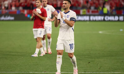 fudbaler reprezentacije Srbije na utakmici UEFA Evropskog prvenstva 2024 godine protiv Danske na stadionu Minhen fudbal arena, Minhen, 25.06.2024. godine Foto: Marko Metlas Fudbal, Reprezentacija, Srbija, UEFA Evropsko prvenstvo, EURO 2024, Danska