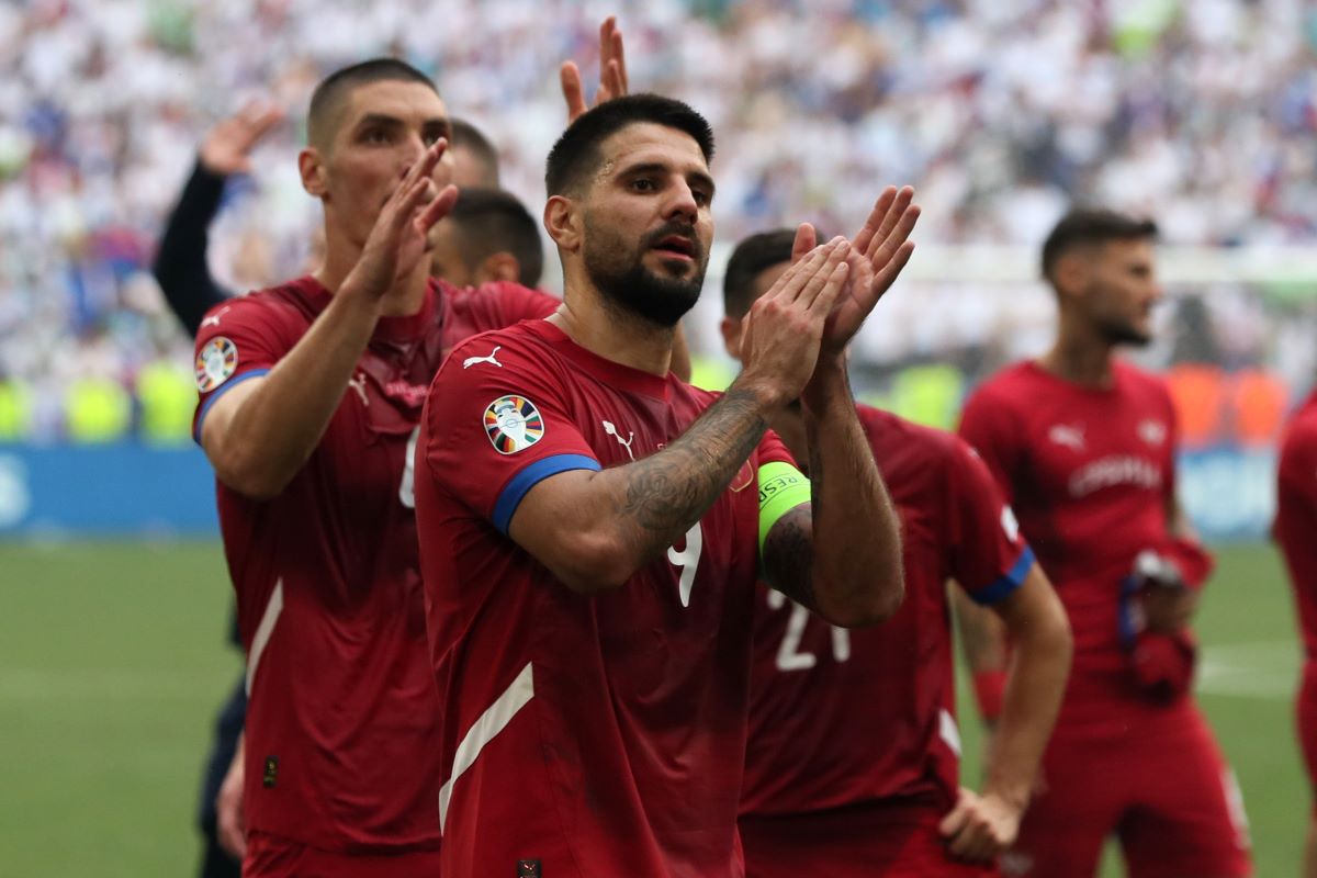 fudbaler reprezentacije Srbije na utakmici UEFA Evropskog prvenstva 2024 godine protiv Slovenije na stadionu Minhen arena, Minhen, 20.06.2024. godine Foto: Marko Metlas Fudbal, Reprezentacija, Srbija, UEFA Evropsko prvenstvo, EURO 2024, Slovenija