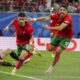 Portugal's Francisco Conceicao, centre, celebrates his side's second goal during a Group F match between Portugal and Czech Republic at the Euro 2024 soccer tournament in Leipzig, Germany, Tuesday, June 18, 2024. (AP Photo/Sunday Alamba)