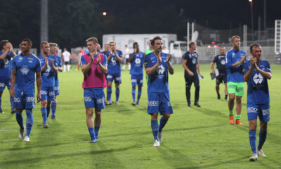 VEGARD FORREN Vegard Foren , FREDRIK AURSNES RADOST fudbalera Moldea na utakmici kvalifikacija za UEFA Ligu Evropa protiv Cukarickog na stadionu Cukarickog, Beograd 31.07.2019. godine Foto: Marko Metlas Fudbal, Cukaricki, Kvalifikacije UEFA Liga Evropa, Molde