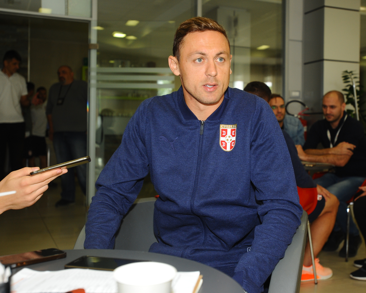 NEMANJA MATIC, fudbaler Srbije, na press konferenciji u SC FSS. Stara Pazova, 03.09.2019. foto: Nebojsa Parausic Fudbal, Srbija