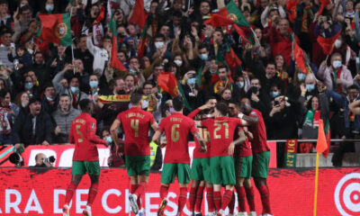 RADOST fudbalera reprezentacije Portugalije na utakmici kvalifikacija za FIFA Svetsko prvenstvo protiv Srbije na stadionu Estadio da Luz, Lisabon 14.11.2021. godine Foto: Marko Metlas Fudbal, Reprezentacija, Srbija, Portugalija, Kvalifikacije za Svetsko prvenstvo