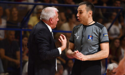 ZELIMIR OBRADOVIC ZELJKO trener i UROS OBRKNEZEVIC sudija kosarkasi Parizana na utakmici finala Jadranske ABA lige protiv Crvene zvezde u hali Aleksandar Nikolic Pionir, Beograd 27.05.2022. godine Foto: DS / MN PRESS Kosarka, Crvena zvezda, Jadranska ABA liga, Partizan