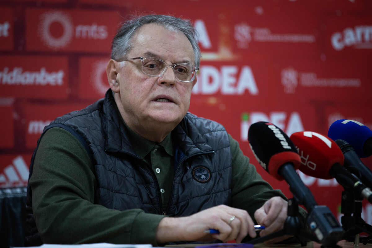 NEBOJSA COVIC, predsednik kosarkasa Crvene zvezde na press konferenciji u hali Aleksandar Nikolic. Beograd, 14.02.2023. foto: MN Press / djk Kosarka, Crvena zvezda