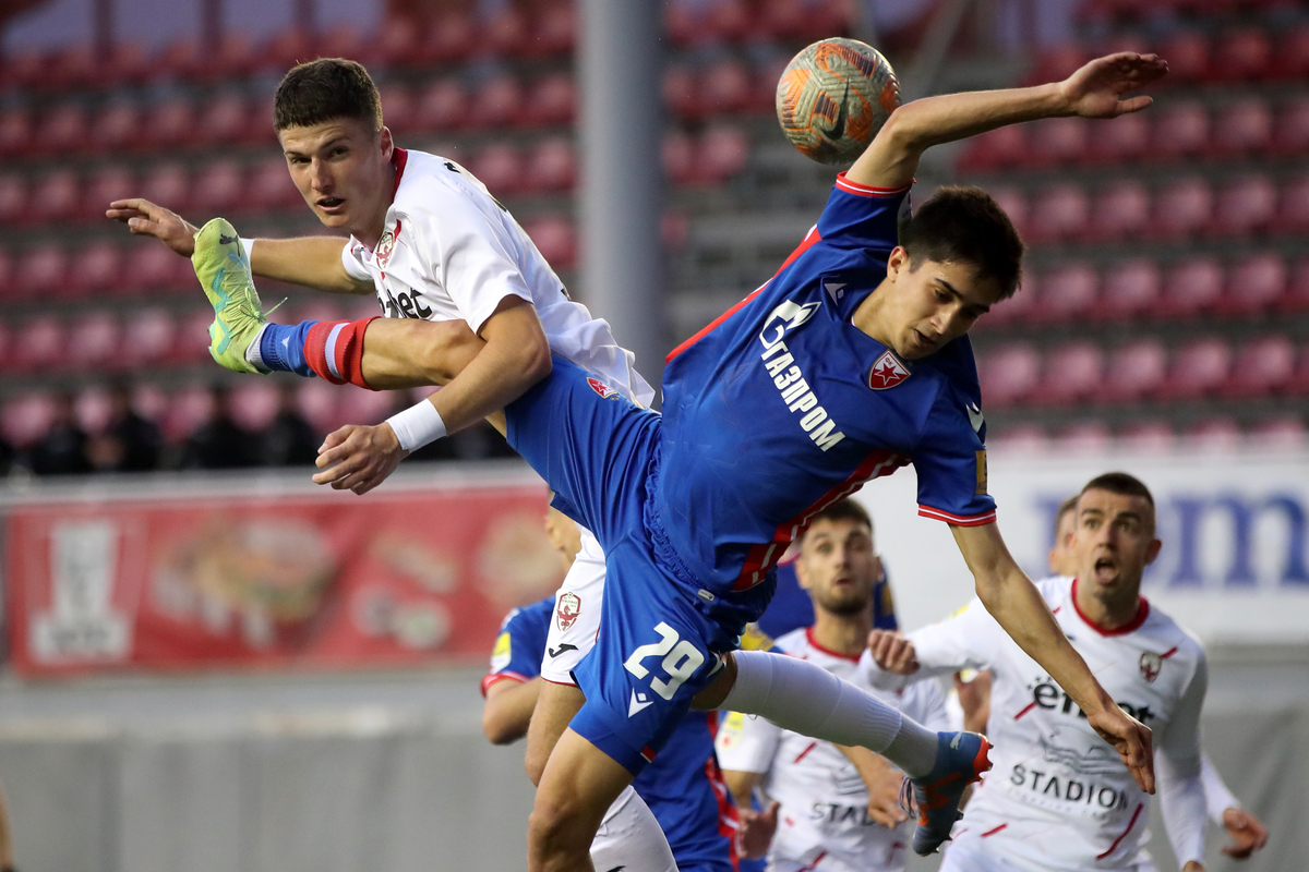 EGOR PRUTSEV Jegor Prucev fudbaler Crvene zvezde na utakmici Superlige Prvenstva Srbije protiv Vozdovca na stadionu Vozdovca, Beograd 08.05.2023. godine Foto: Marko Metlas Fudbal, Vozdovac, Superliga Prvenstvo Srbije, Crvena zvezda